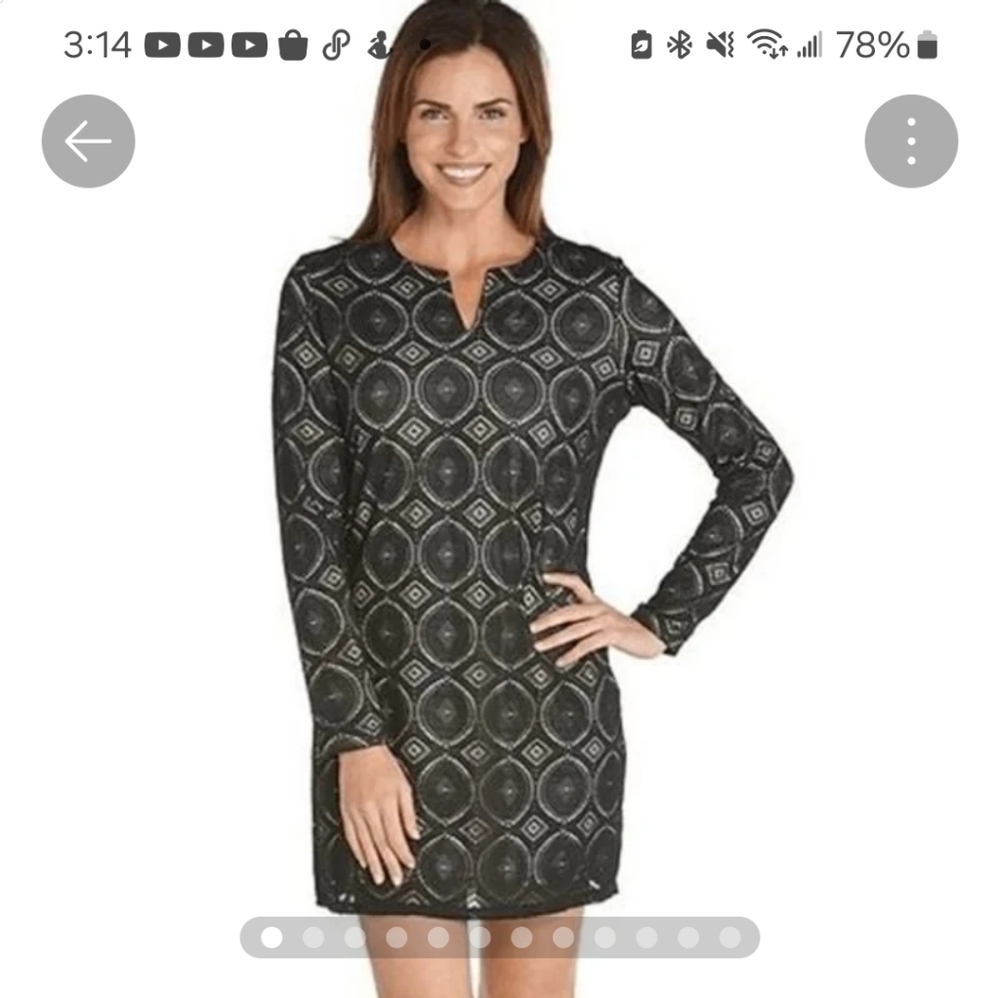 Coolibar Crochet black tunic dress/ cover-up. Size Small. EIC